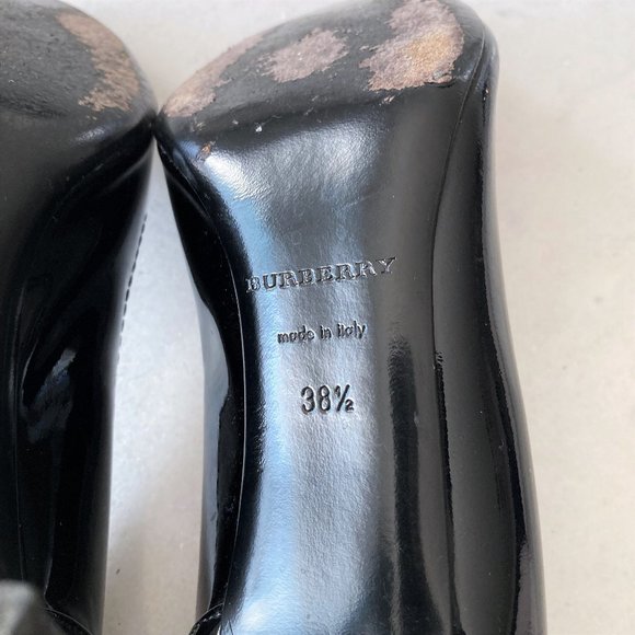 Burberry shiny black & plaid / check pumps, patent leather high heel shoes - Picture 6 of 11